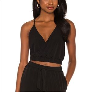 New lovers + friends black cropped v neck top